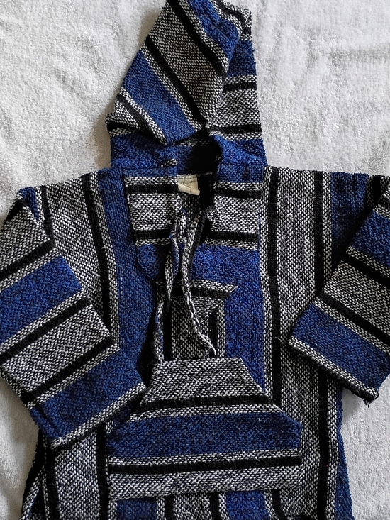Pilotzi Other - Blue & Black Striped Baja Hoodie